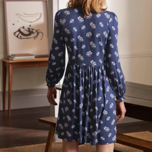 NWT 8L Boden Clara jersey dress in navy, pretty bird print - Picture 5 of 12